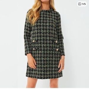 Tuckernuck Holly Tinsel Red, Green and Gold Tweed Dress